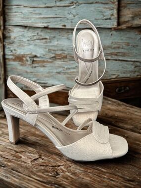 Impo Pale Gold Strappy Memory Foam Heeled Sandals
